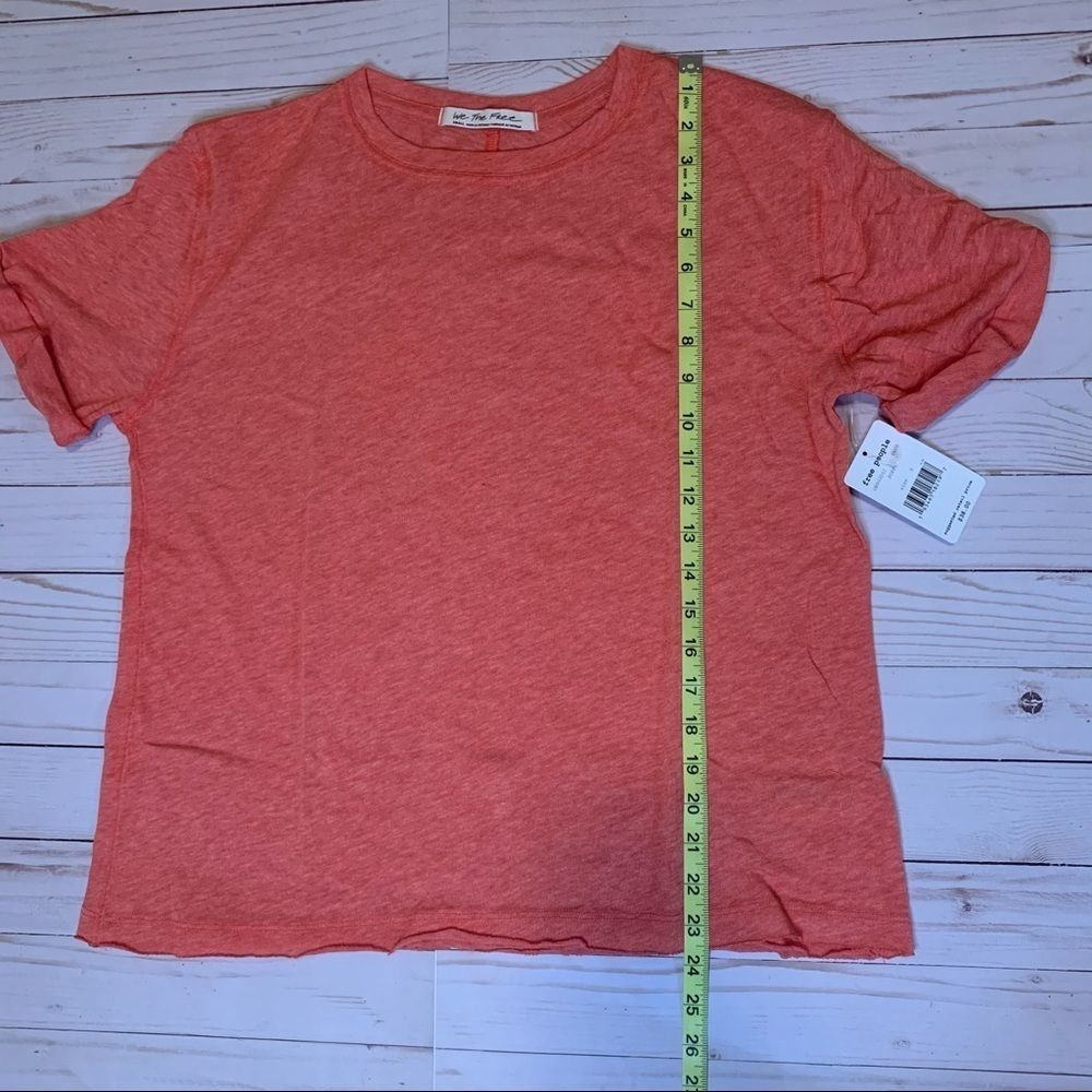 NWT Free People Coral/Poppy Short Sleeve Tee - Picture 5 of 8